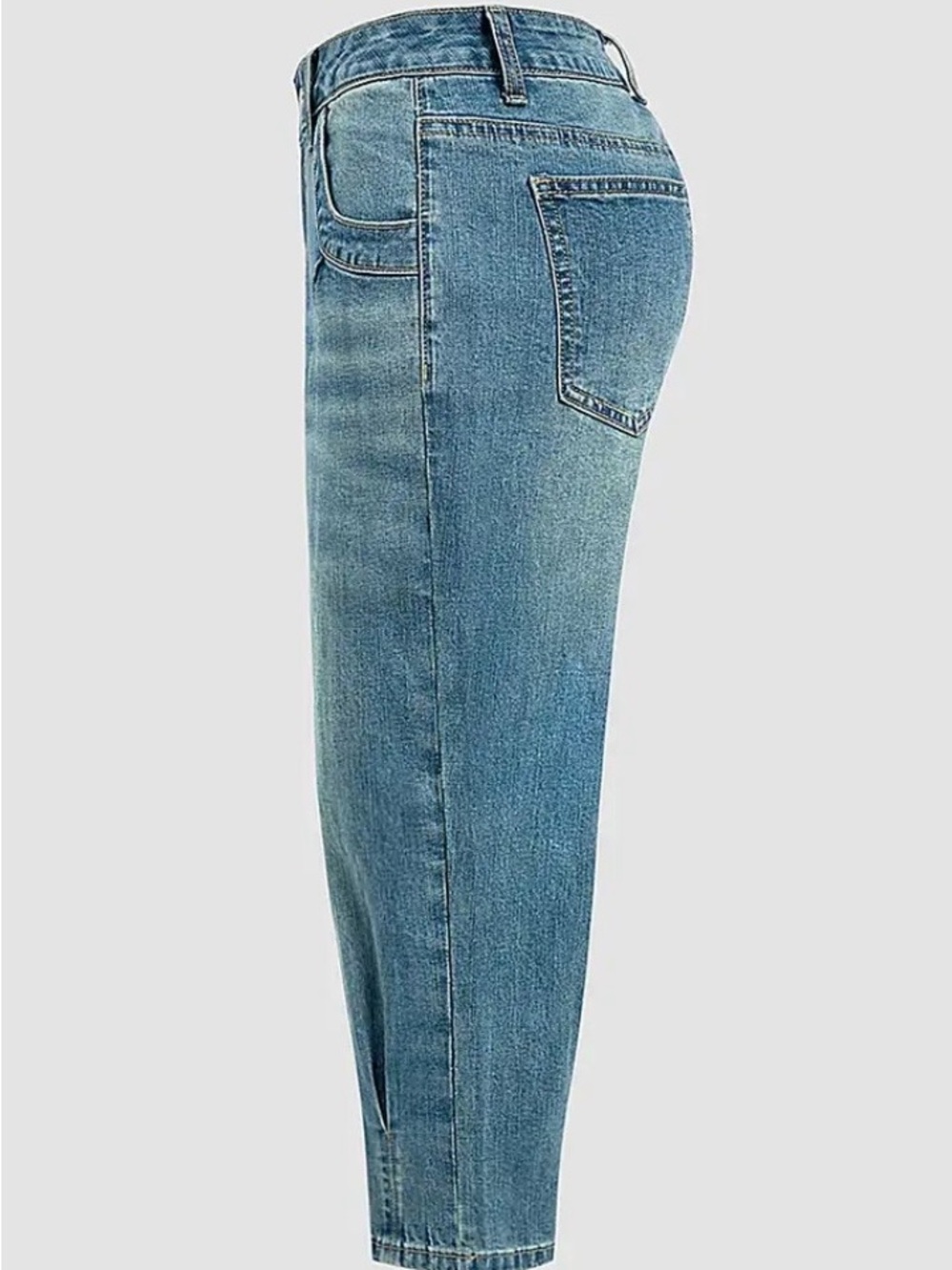 Flamingals Wash Pleated Mid Rise Capri Tapered Jeans - Picture 5 of 14